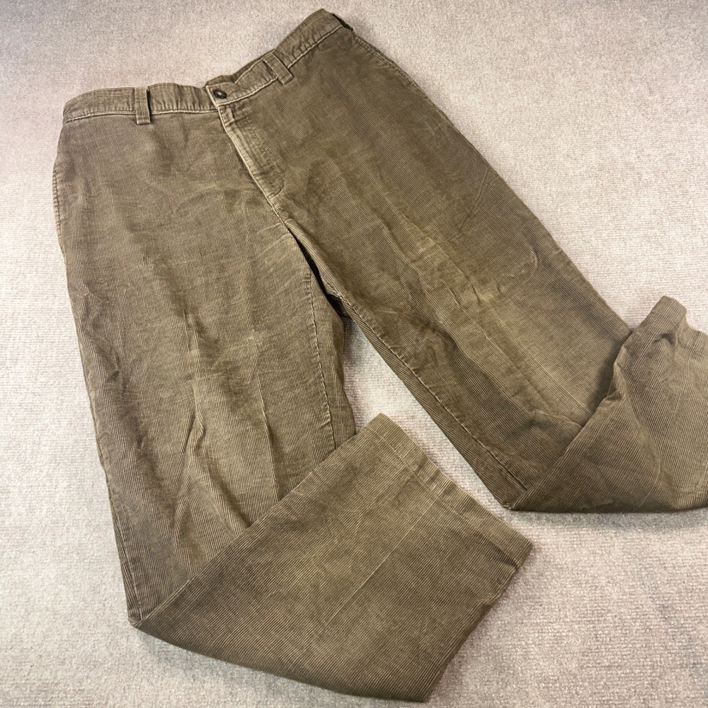 LL Bean Mens Corduroy Pants 35x30 Brown Straight Leg Fine Wale Trousers 7175